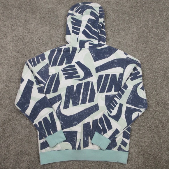 Nike Sweater Mens Small Green Graphic All Over Print Pullover Hoodie Sweatshirt - Picture 6 of 9